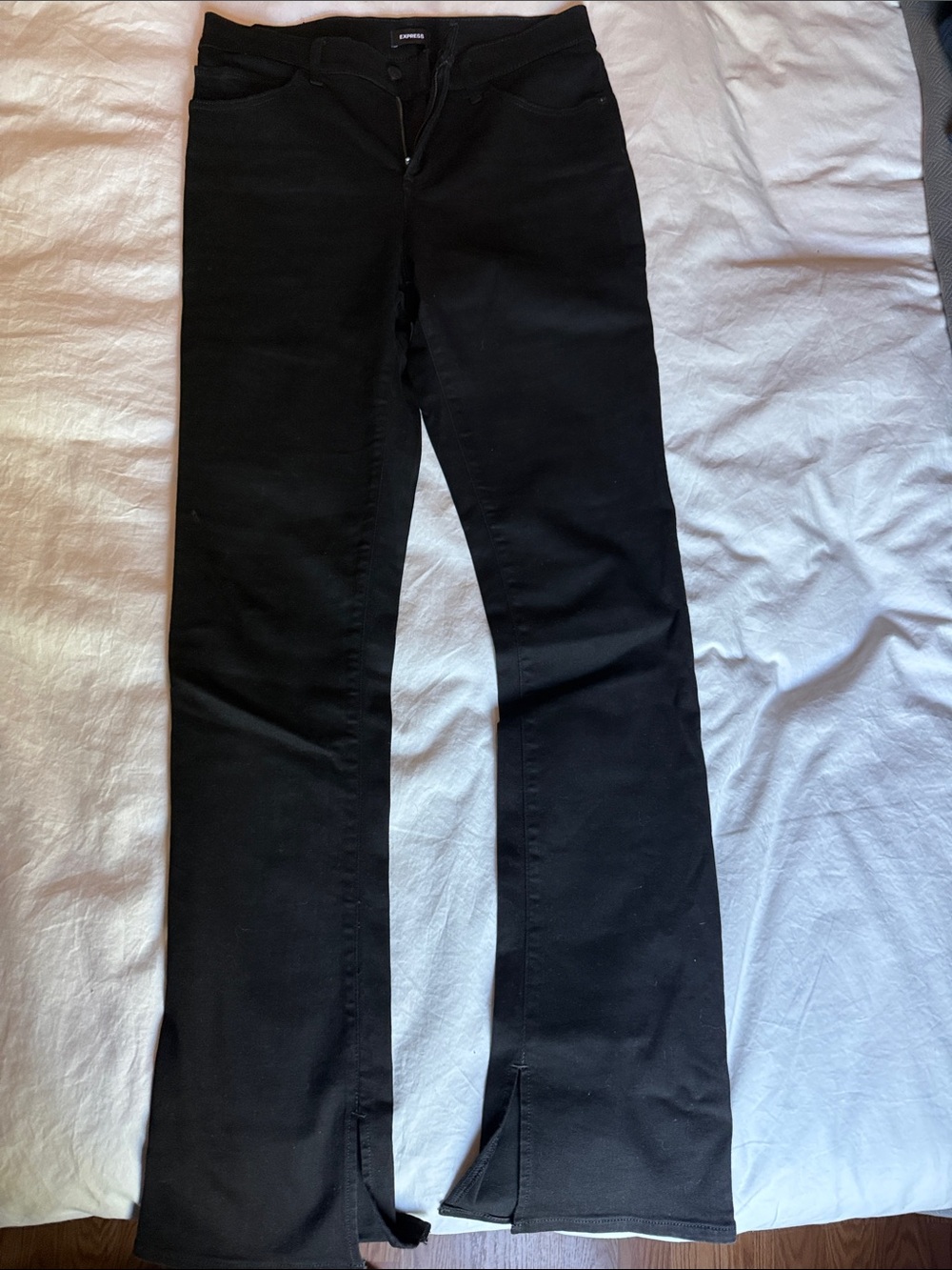 Express Black Women's Flare Jeans with Back Hem Slit